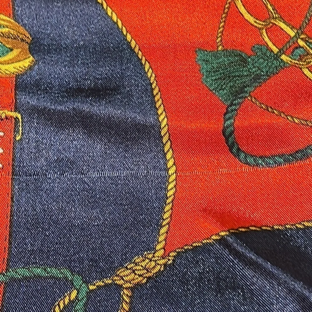 Scarf Green Navy Blue Red Gold Vintage 36” x 36” Soft Luxury Colors